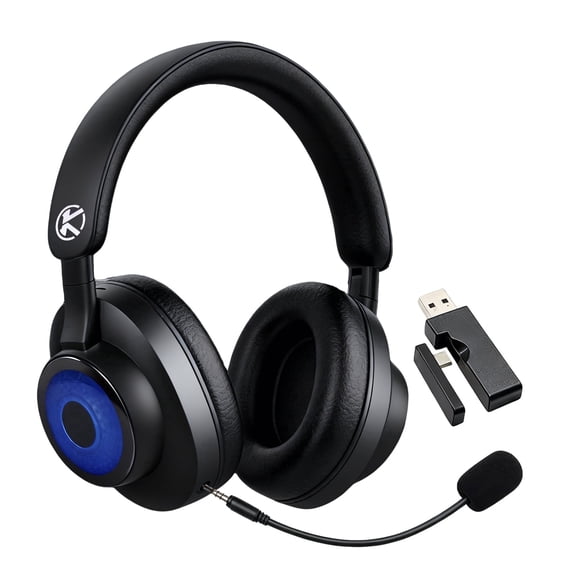 JARNHNG 2.4GHz Bluetooth 5.4 Wireless Gaming Headset, Noise Cancelling Mic, RGB Lighting, 35H Playtime, 40mm Drivers, Foldable Over-Ear Headphones for PC PS5 PS4 Switch Mac Black