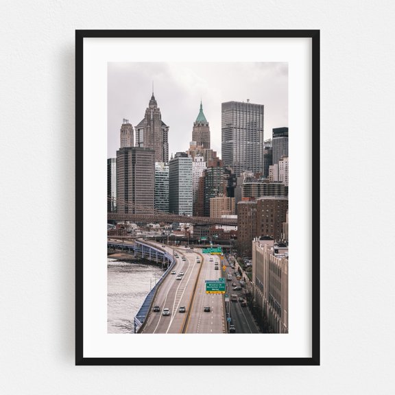 Over FDR 04 - Manhattan New York Photography Black Framed Wall Art Print 16 x 24 inches