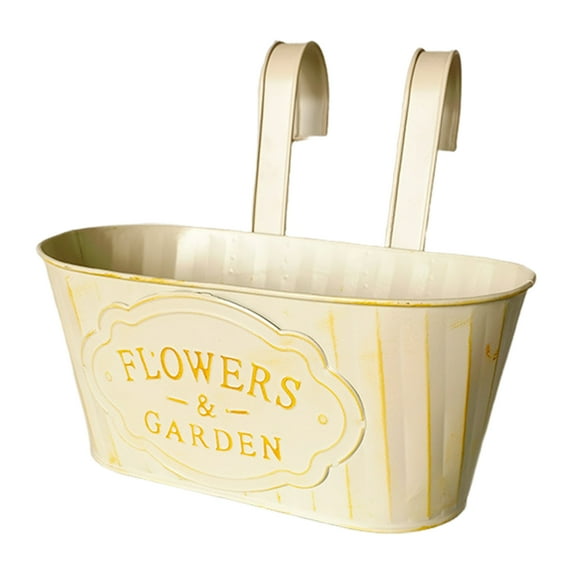 Over Fence Planter Iron Hanging Flower Pot Railing Planter with Detachable Hooks for Home Garden Fence Deck Railing Terrace