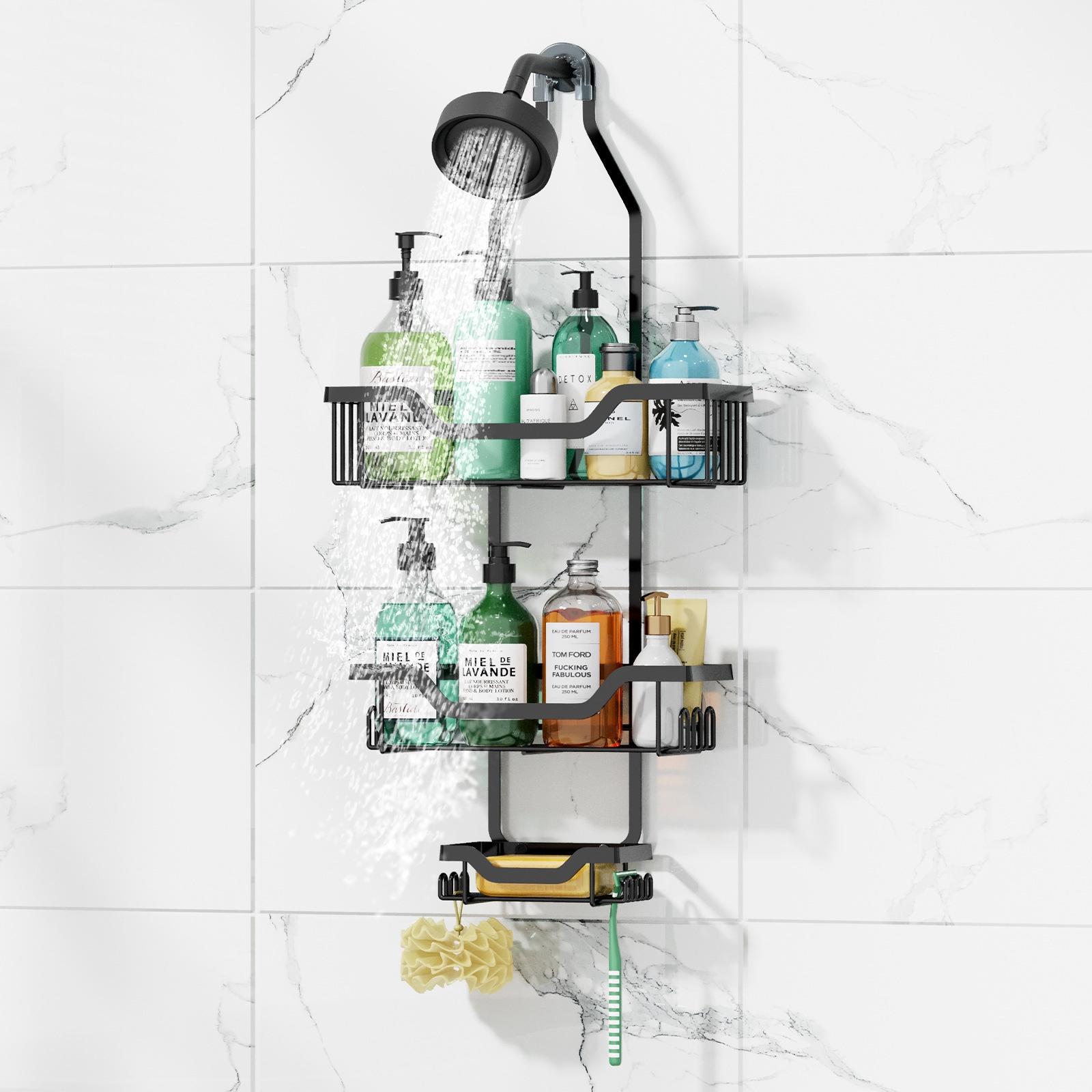 Expanding Chrome Shower Caddy with 4 Shelves, Zenna Home overtheShowerhead
