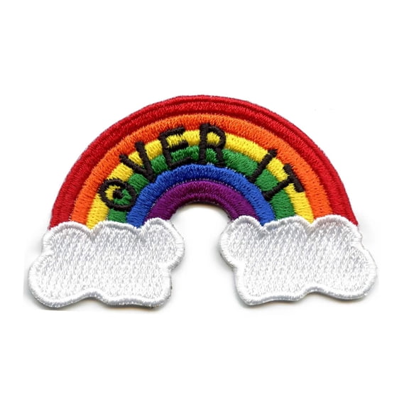 Over It Patch Rainbow With Clouds Embroidered Iron On