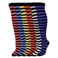 thumbnail image 1 of Over Knen Leg Warmer Fashion Design Cotton Thigh High Stockings Cosplay Socks - 6 Pairs Combo (Thin Stripes), 1 of 7