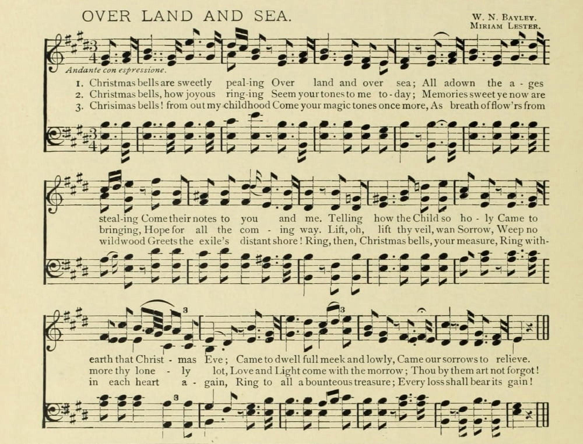Over Land & Sea Christmas in Song & Story 1891 Canvas Art - (18 x 24)