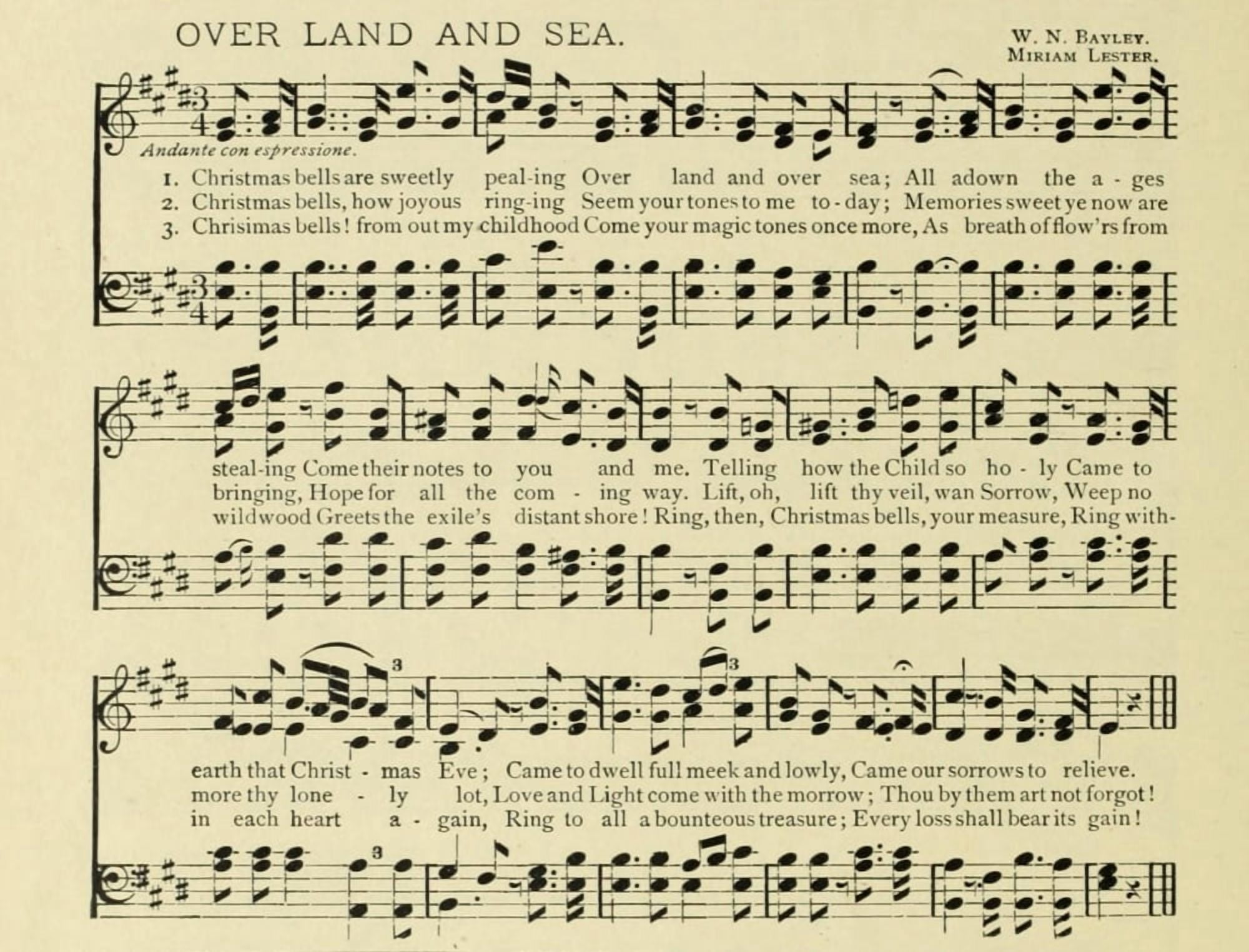 Over Land & Sea Christmas in Song & Story 1891 Canvas Art - (24 x 36)