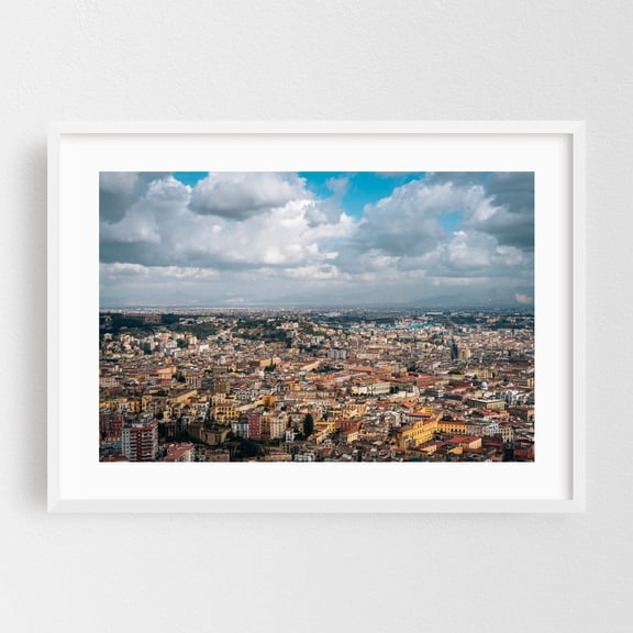 Over Napoli 03 - Naples Campania Italy Photography White Framed Wall Art Print 20 x 30 inches