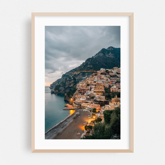 Over Positano 03 - Positano Campania Italy Photography Oak Framed Wall Art Print 12 x 18 inches