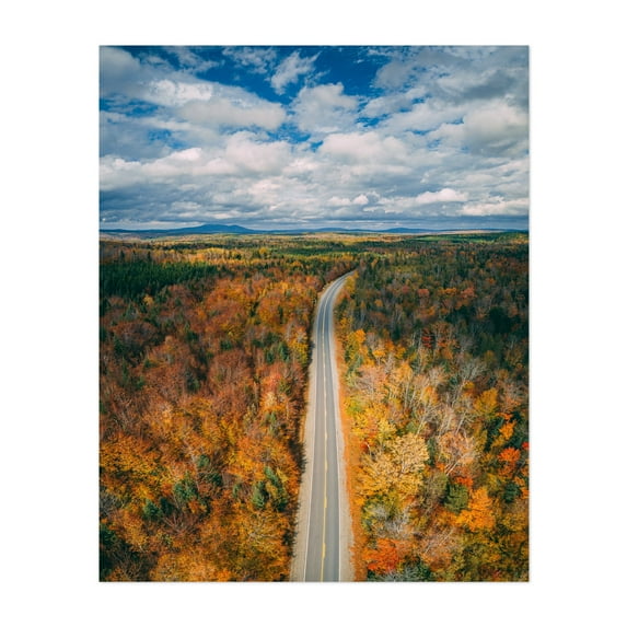 Over Route 16 - Abbot Maine Photography Autumn Scenic Landscape Forest Nature Unframed Wall Art Print 9 x 12 inches