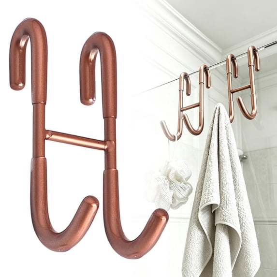 Over Shower Glass Door Towel Hook, Stainless S Shaped Bathroom Hook, Drill Free Hanger for Towels Robes Loofahs Shavers, 1 Hook