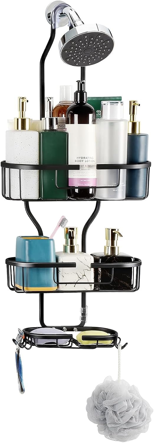 Over Shower Head Shower Caddy 3 Tier Hanging Organizer with Soap Holder