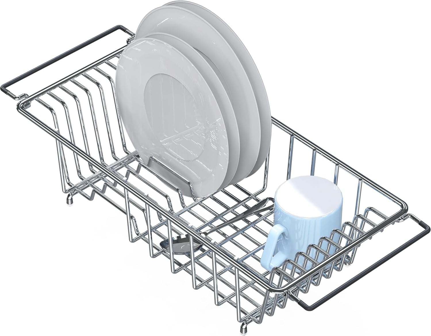 Over Sink Counter Top Stainless Steel Dish Drainer Drying Rack, Chrome ...