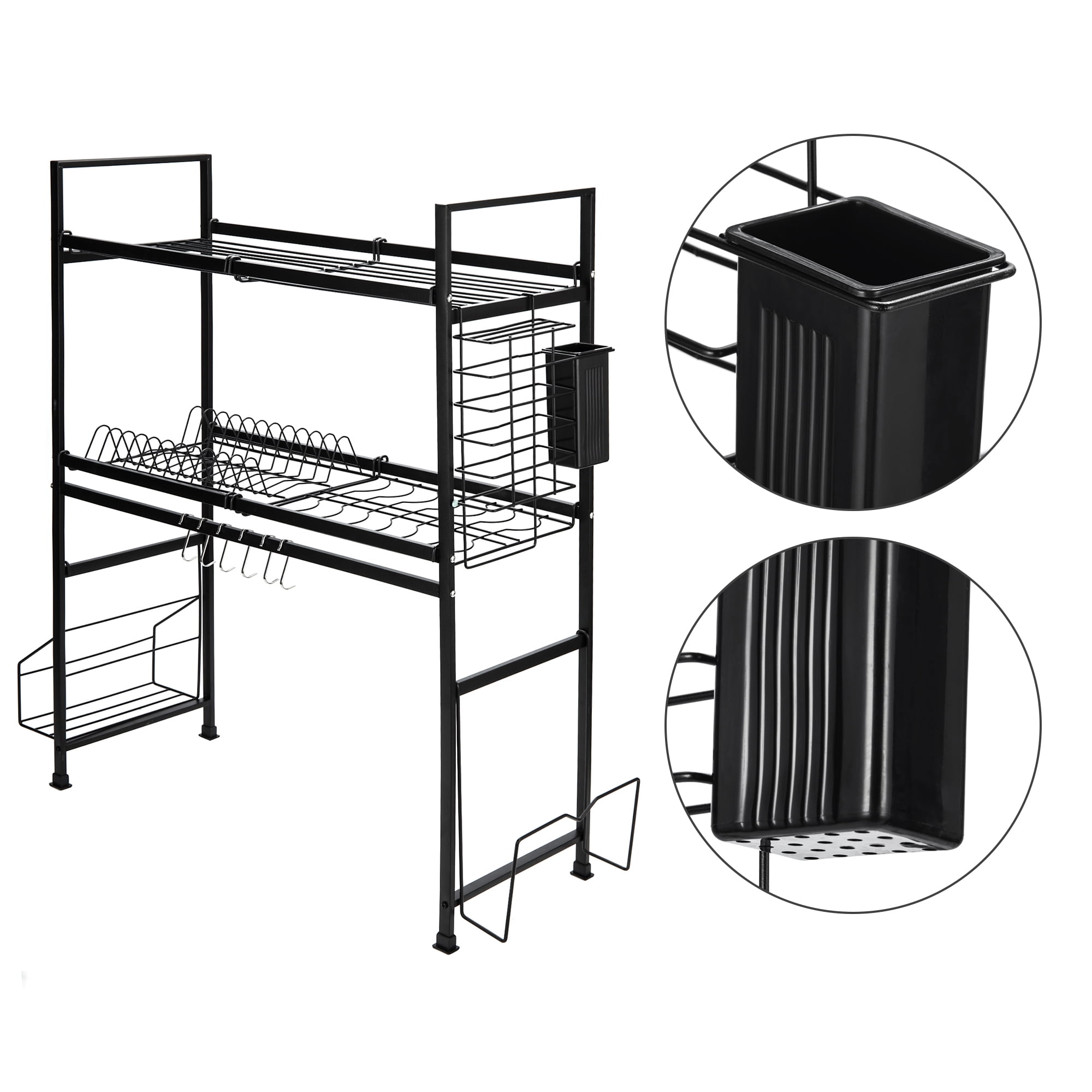 Over Sink Dish Drying Rack, 2 Tier Full Stainless Steel Storage Kitchen ...