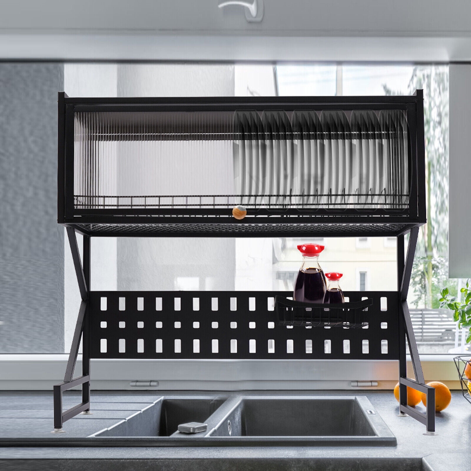 Over Sink Dish Drying Rack Drainer Shelf Stainless Steel Kitchen ...