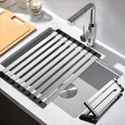 Over Sink Dish Drying Rack, Stainless Steel Foldable Drain Rack for Kitchen Countertop & RV Sink 17.7" x 12.8"