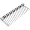 thumbnail image 1 of Over Sink Foldable Multipurpose Roll-Up Dish Drying Rack, Silicone Wrapped Stainless Steel, Warm Gray, 17.5" x 13.1", 1 of 13