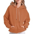 thumbnail image 1 of Over Size Hoodies for Women Solid T-Shirt Long Sleeves Drawstring Blouse Round Neck 2025 Fall Outfits Clothes Orange S, 1 of 8