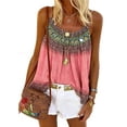 thumbnail image 1 of Over Size S-5XL Womens Boho Strappy Tank Tops Casual Loose Camis Ladies Summer Beach Vest Blouse Casual Printed Tunic Blouse Tee, 1 of 2