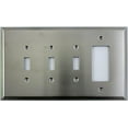 thumbnail image 1 of Over Sized Jumbo Satin Stainless Steel 4 Gang Switch Plate - 3 Toggle Light Switch 1 GFI Outlet/Rocker, 1 of 1