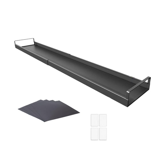 Over Stove ShelfforBackofStove, Carbon Steel, Magnetic Spice Rack, Kitchen Countertop Storage, Seasoning Organizing, Adjustable Length, Black, 1 Pc