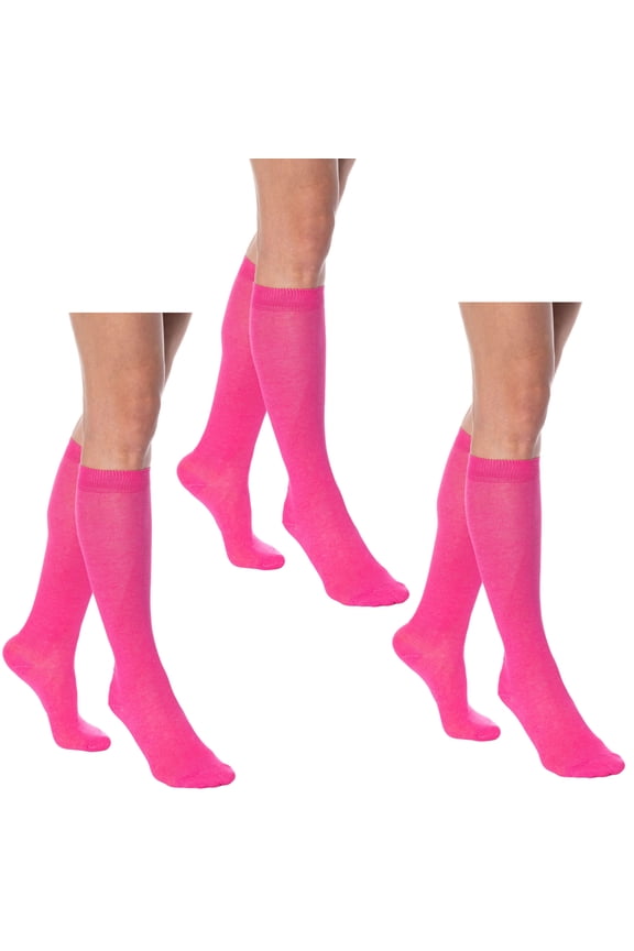 Over The Calf Socks for Men and Women Fuschia 3 PAIRS Boot Socks Size 9-11