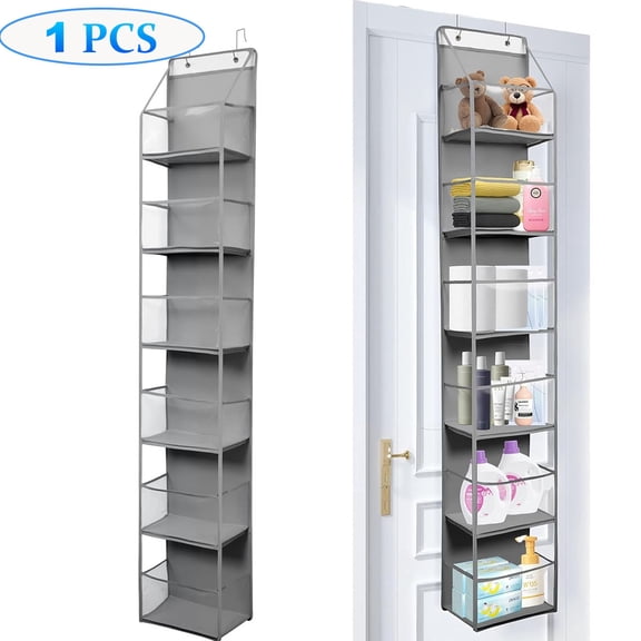 Over-The-Door 6-Tier Hanging Pantry Organizer with Clear Plastic Pockets, Large Capacity Space-Saving Storage for Kitchen, Bathroom, Closet, Bedroom,1PC-Grey