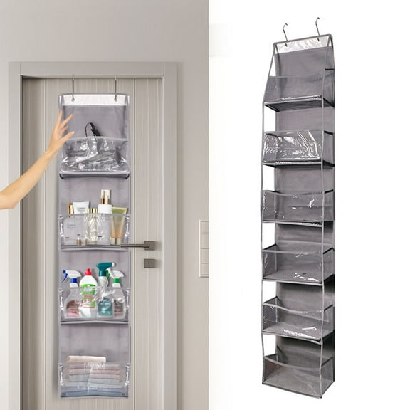 Over-The-Door 6-Tier Hanging Pantry Organizer with Clear Plastic Pockets, Large Capacity Space-Saving Storage for Kitchen, Bathroom, Closet, Bedroom,1PC-Grey