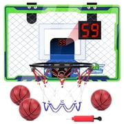 POPGOO Over-the-Door Basketball Hoop for Kids – Indoor Basketball Hoop with LED Scoreboard & Sounds, 3 Mini Basketballs & Net, Gift For Boys & Teens Ages 4-12