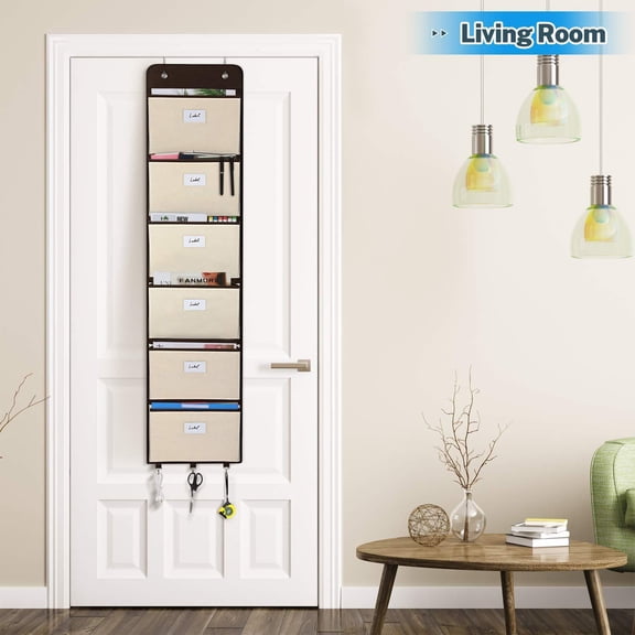 Over The Door File Organizer, Hanging Storage Folders With 5 Pockets, Wall Mounted Magazine Holder For Office Student