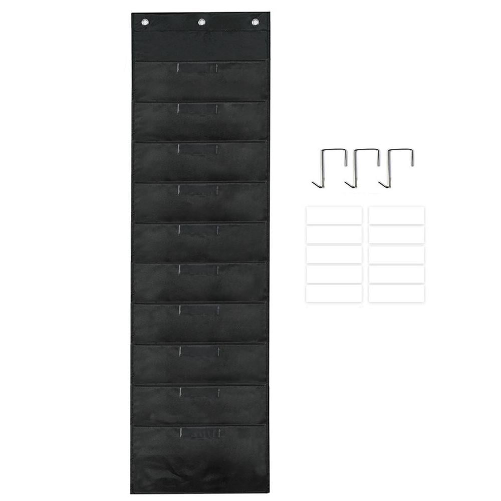 Hippo Creation Storage Pocket Chart - 10-Pocket Wall Organizer With Over-Door Hangers, 2 Pack, Black-748470