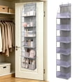 thumbnail image 1 of Over The Door Hanging Storage Bag 6 Pockets Large Capacity Foldable Organizer For Home Bedroom Dormitory Gray 11.81x5.91x62.99 in, 1 of 7