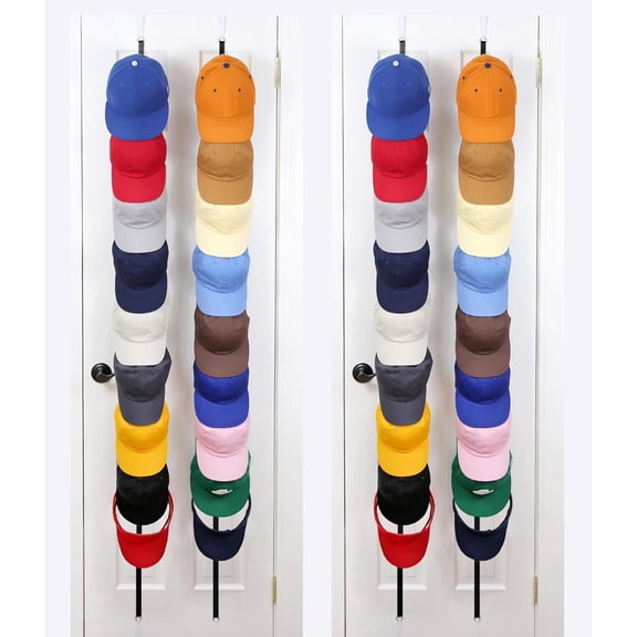 Over-The-Door Hat Organizer Rack | 4 Straps | Holds 36 to 72 Adjustable Caps