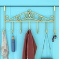 thumbnail image 1 of Over The Door Hook,7 Metal Over the Door Rack,Overdoor Hanging Storage Organizer for Purse,Scarf,Clothes,Jacket,Belt,Bathroom,Closet (Gold), 1 of 3