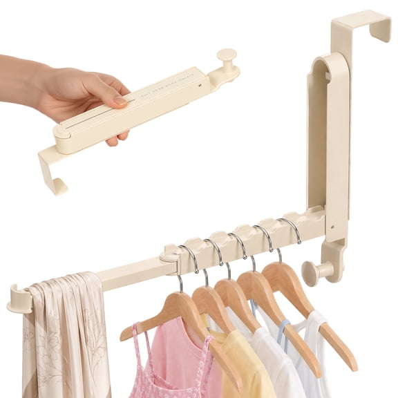 Over The Door Hook Extended Over The Door Clothes Hanger with 6 Ridge Space Saving and Larger Capacity for Clothes Portable Compact White