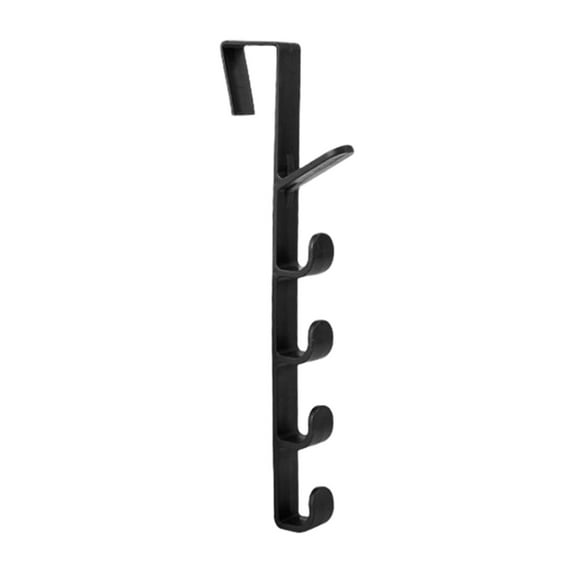 Over The Door Hook Hanger 5 Hooks Organizer Rack for Coats, Hats, Robes, Shirts, Belts, Bags, Towels, Closet and Bathroom (Black)