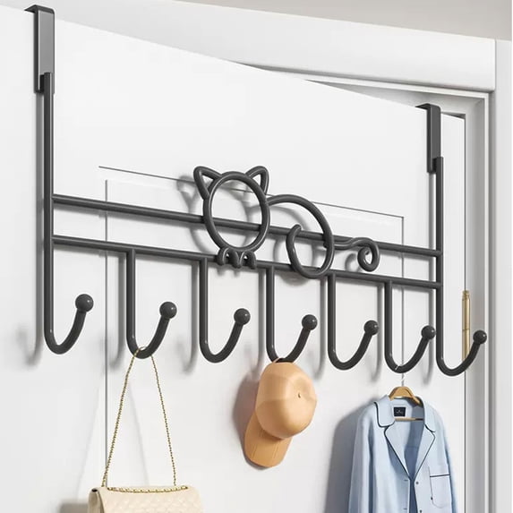 Over The Door Hook,No-Drill Hanging Coat Rack Organizer,Sturdy Multi-Hook,Bedroom Kitchen Door Coat Towel Storage