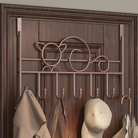 Over The Door Hook,No-Drill Hanging Coat Rack Organizer,Sturdy Multi-Hook,Bedroom Kitchen Door Coat Towel Storage