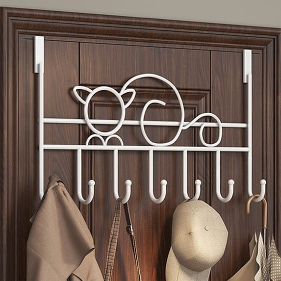 Over The Door Hook,No-Drill Hanging Coat Rack Organizer,Sturdy Multi-Hook,Bedroom Kitchen Door Coat Towel Storage