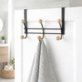 thumbnail image 1 of Over The Door Hook Rack Black Finish with 6 Natural Wooden Ball Ends, 1 of 7