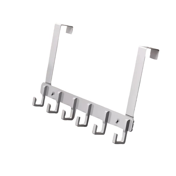 Over The Door Hooks | 6-Hook Door Hanger Towel Rack | No-Drill Bathroom Closet Organizer | Space Saving Storage for Dorm & Bedroom | Black White Grey