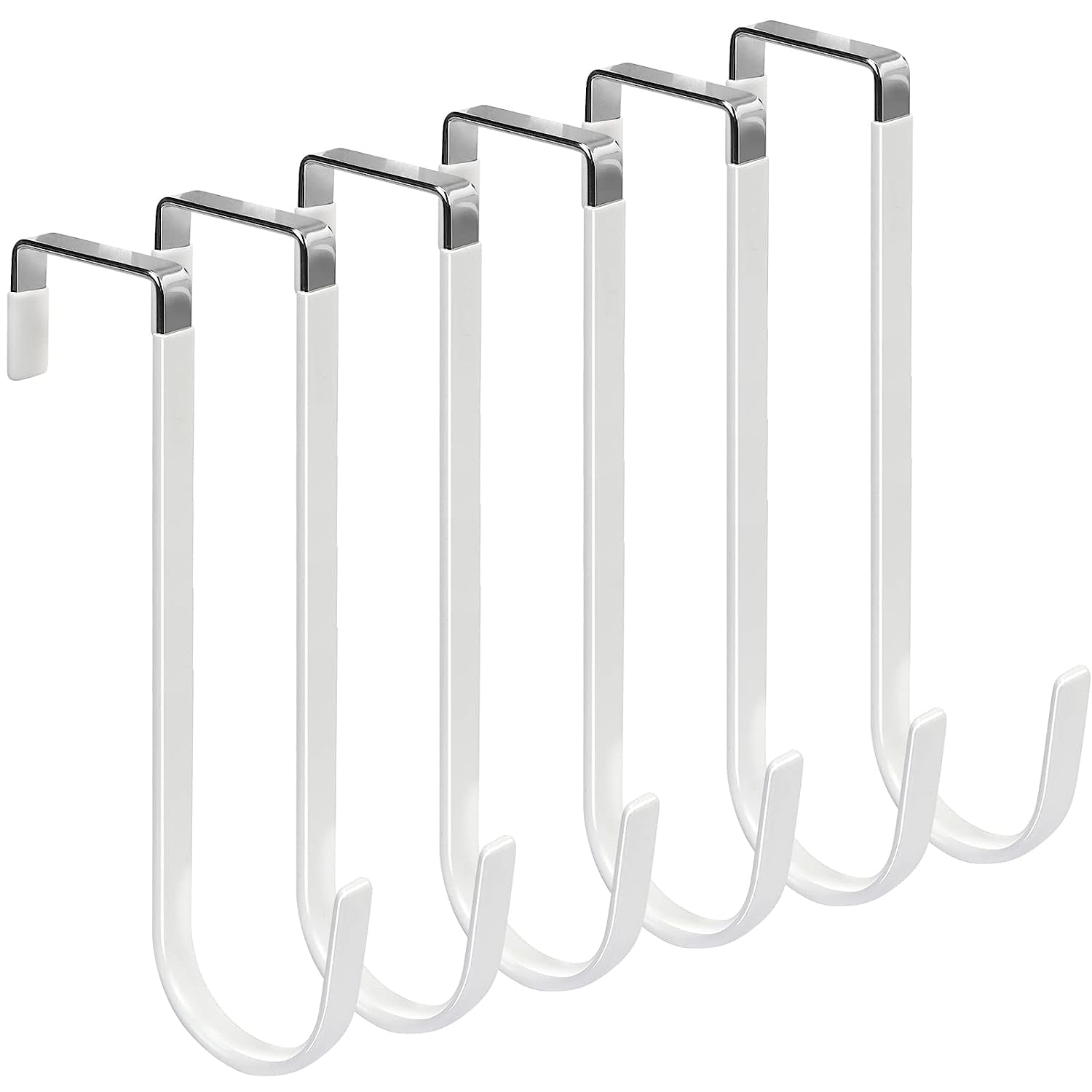 Closet Bedroom Holder 6 Pack Heavy Duty Over The Door Hooks, AntiScratch Rubber Hooks for