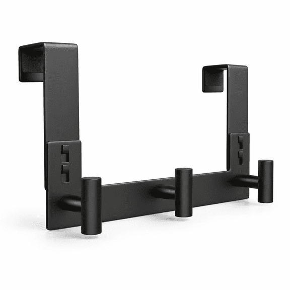 Over The Door Hooks Coat Rack Heavy Duty Towel Clothes Hanger For Bathroom Liveroom Kitchen (3 Hook Fits 1-3/4'' Thick)