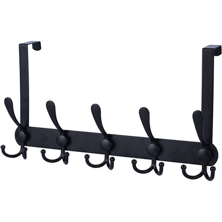Over The Door Hooks,Coat Rack for Hanging Clothes Hat Towel (Heavy Duty Black 1pcs)