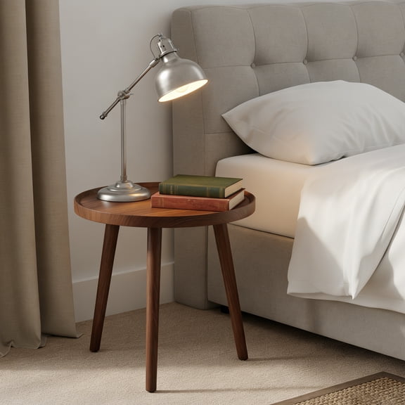 Round Wooden End Table, 15.75" Small Round Side Table, Modern Table End Circle Coffee Table for Living Room Bedroom Office and Small Spaces