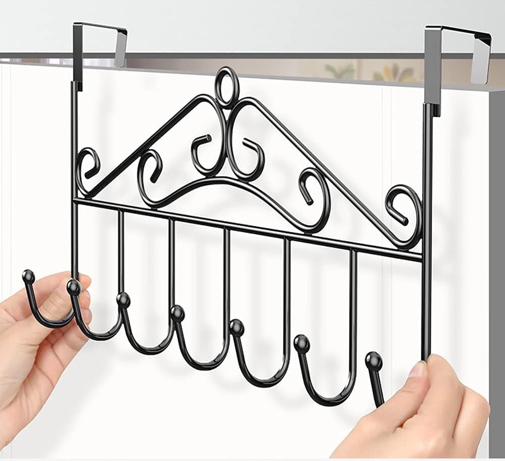 Over The Door Hooks, Door Hanger with 7 Hooks,Bathroom Door Hooks for Towels, Metal Hanging ...