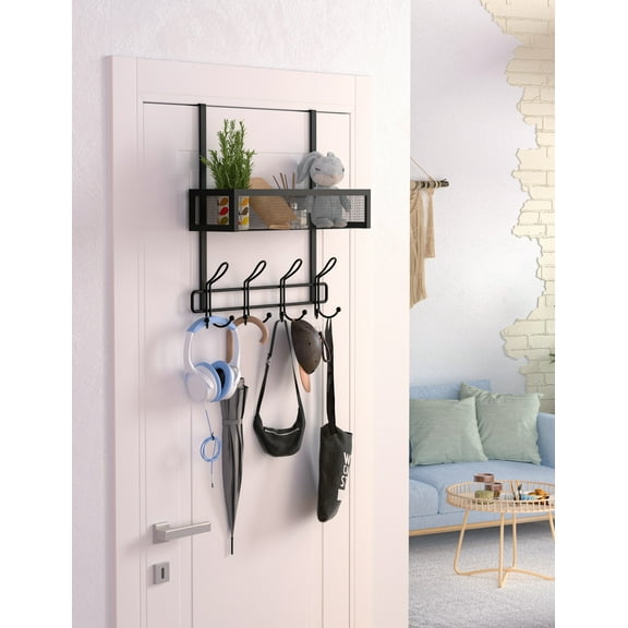 Over The Door Hooks Organizer Storage - Over The Door Hanger for Coat Rack with 12 HooksOver Door Storage for Bathroom,Bedroom,Kitchen,Office