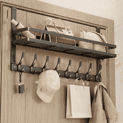 Over The Door Hooks Organizer Storage, Over The Door Hanger with 8 Coat Hooks & 1 Storage Shelf