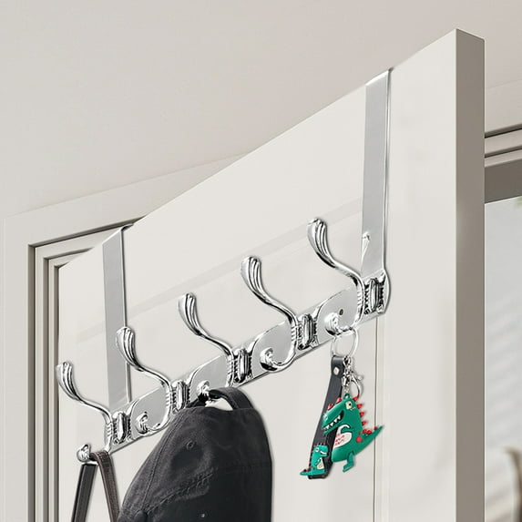 Busatia Over The Door Hooks Space Saving Easy Installation, Stainless Steel Silver, 10 Count