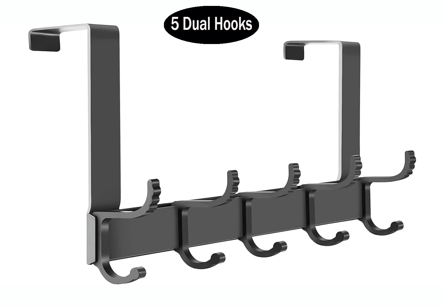 Dinosam Heavy Duty Over The Door Hooks 5 Dual Hooks Black Towel Rack for 1 3 4 Door Walmart