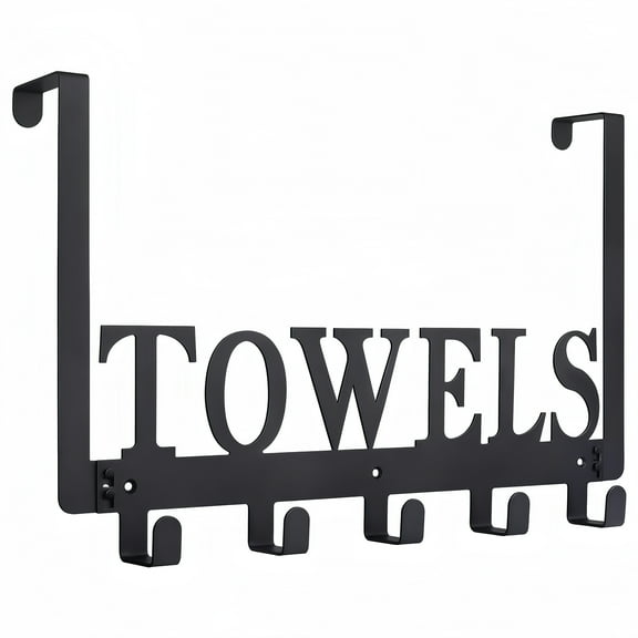 Over The Door Hooks, Towel Rack for Bathroom Towel, Over Door Hanging Hooks for Hanging Heavy Duty, Bathroom Towel Holder with 5 Hooks for Bedroom Bathroom Pool Kitchen Towels, Bag, Coats