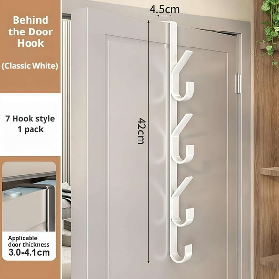 Over The Door Hooks, Vertical Hanging Coat Rack, No Drilling Required Metal Hanging Clothes Rack for Coats, Jackets, Hats, Robes, Towels