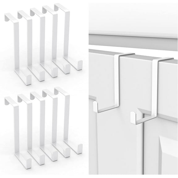 Over The Door Hooks, Z-Shaped Door Hanger Hook, Reversible Metal Door Hooks for Hanging Clothes, Coats, Towels, Shoe Organizers (White Pack)